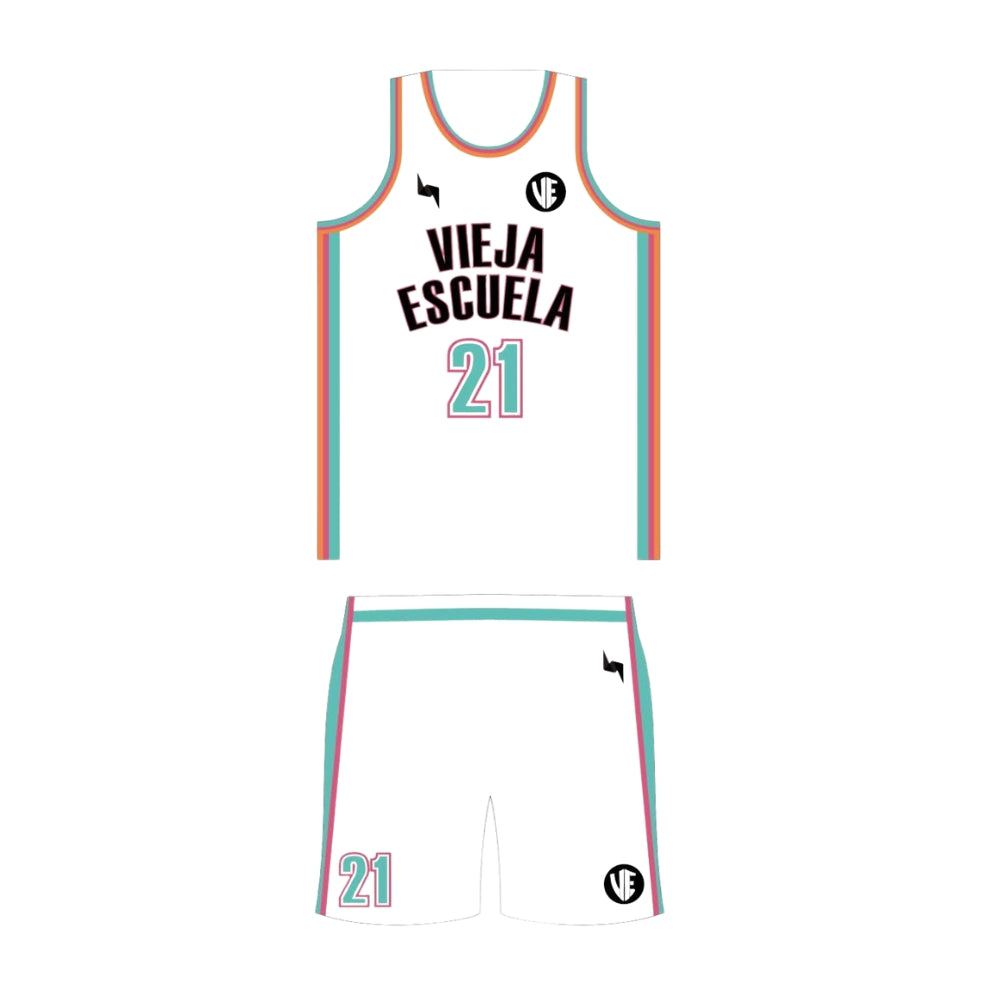 Uniforme de Básquetbol - Vieja Escuela -  Blanco