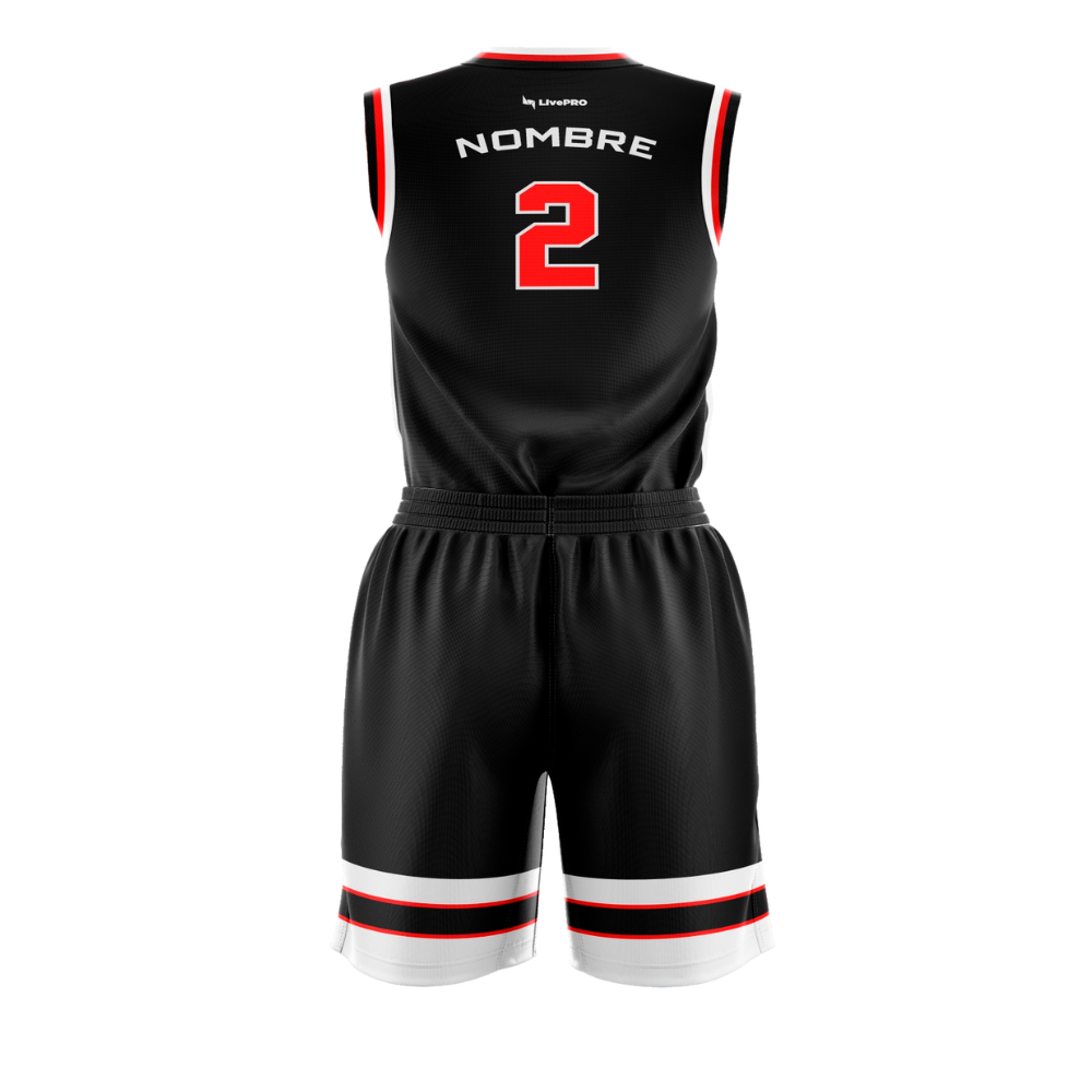Uniforme de Básquetbol - Vieja Escuela -  Negro