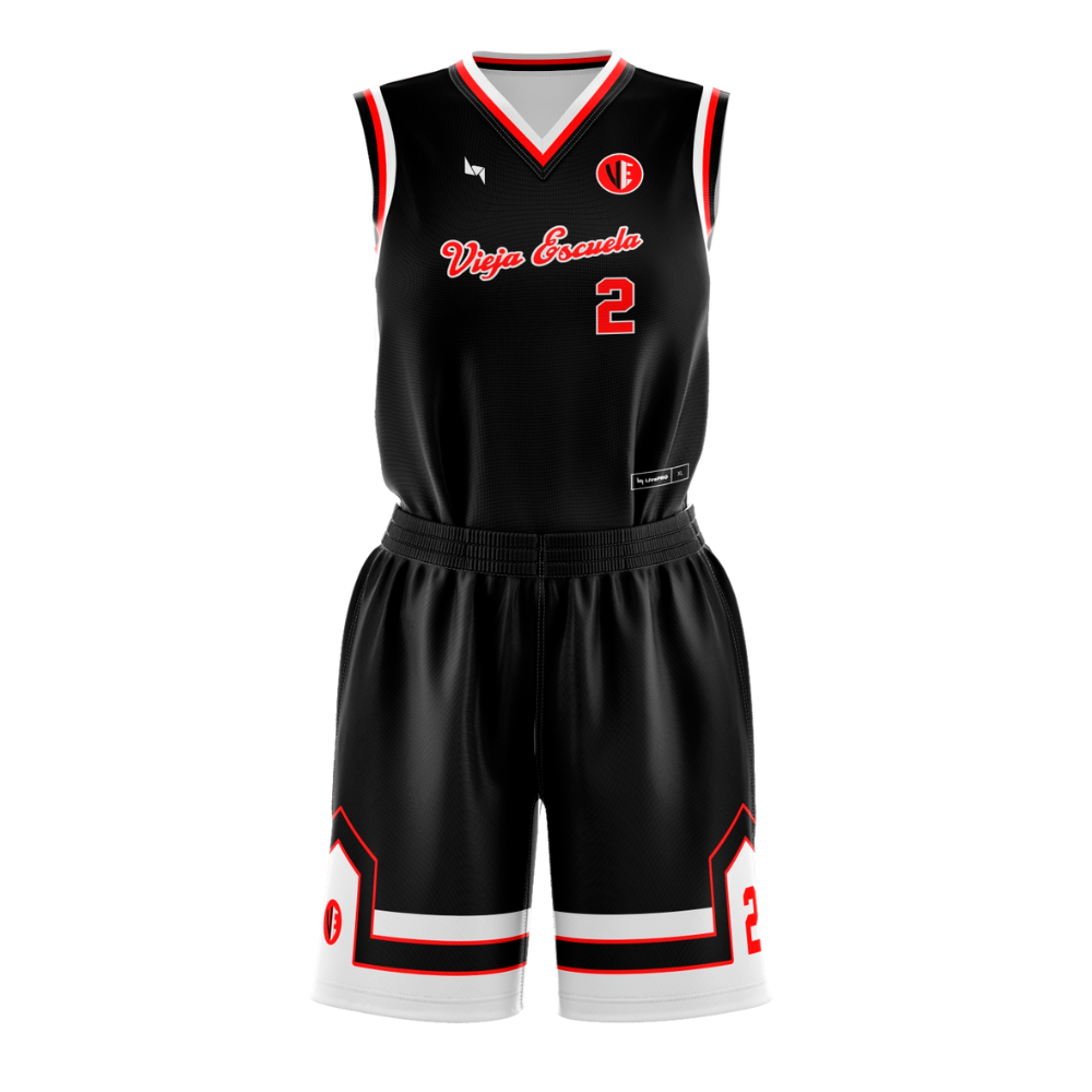 Uniforme de Básquetbol - Vieja Escuela -  Negro